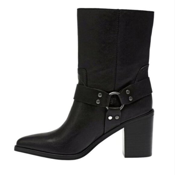 Steve Madden 8.5 Alessio Black Leather Biker Bootie Ankle Boots NWOT - Picture 4 of 9